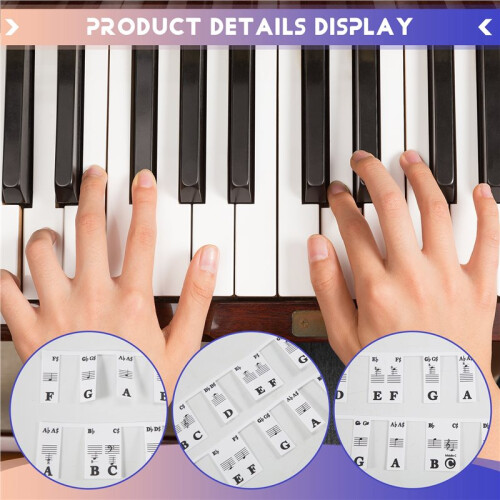 88 Key Removable Piano Keyboard Stickers Stave Notation Note Strip Stickers for Beginners Students