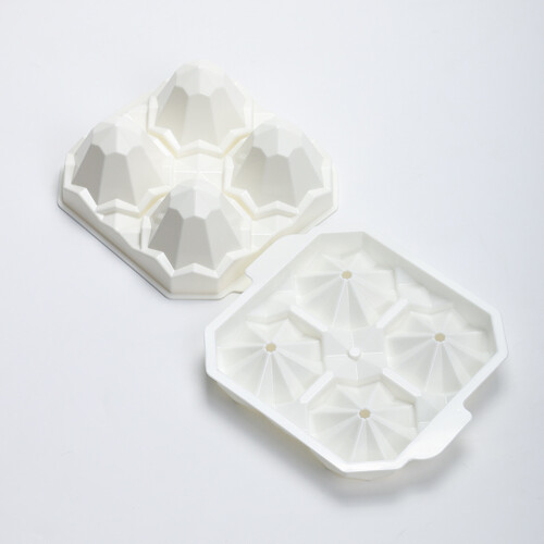 4 Cavity Crystal Shape Large Ice Block Tray With Lid For 1