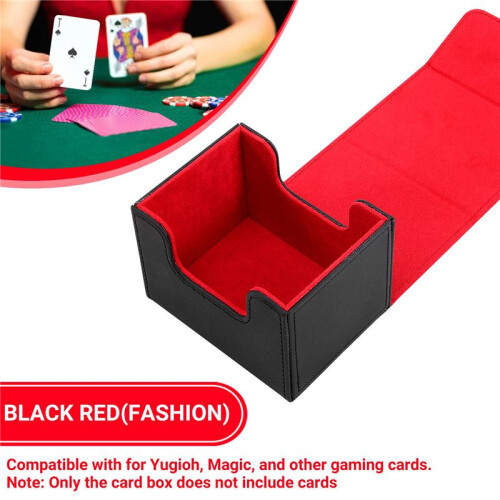 Card Box Side-Loading Card Box Deck Case for  Yugioh Card Binder Holder 100+,Black Red 2