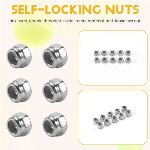 50Pcs M2 Zinc Plaqué Autobloquant Nylon Insert Hex Lock Nuts 2