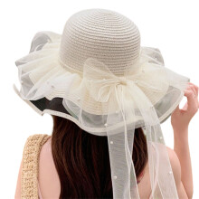 Lovely Double Layer Sun Hat with Lace Ruffle-Milky white