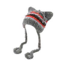 (Gray) Trendy Hat Headwear with Ear for Hiking Camping Furry Caps Lovely Bowknot Novelty Hat for Outdoor Sports and Casual  White