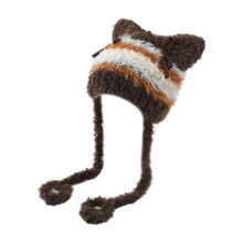 (coffee) Trendy Hat Headwear with Ear for Hiking Camping Furry Caps Lovely Bowknot Novelty Hat for Outdoor Sports and Casual  White