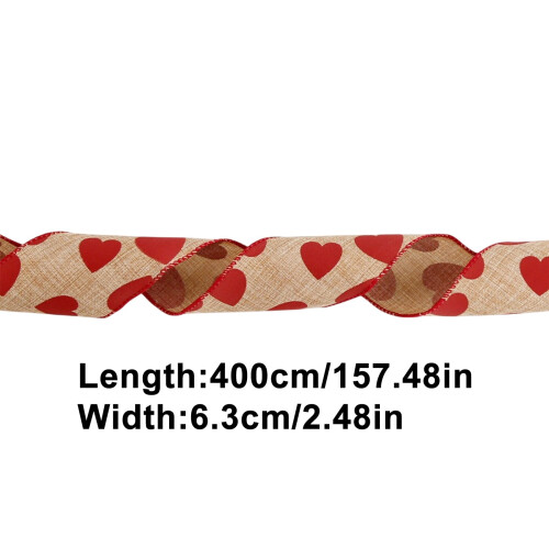 Satinband mit Pfirsichherzmuster, 400 cm  6,3 cm 2