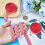 Rood-wit geruit lint, 20 m x 16 mm, polyester 3