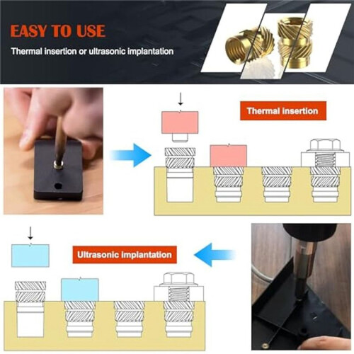 800Pcs Threaded Inserts,M2/M2.5/M3/M4/M5/M6 Thread Knurled Nuts Assortment Kit,Heat Set Insert for Plastic 3D Printing 2