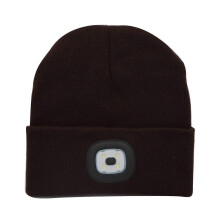 Morttic Unisex LED Lighted Beanie Cap, 4 LED Headlamp Cap, Warm Winter Knitted Hat with LED Flashlight for Hiking, Biking, Camping (Coffee)