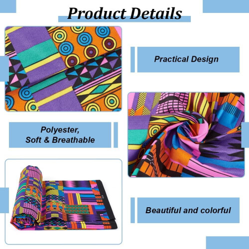Ύφασμα Αφρικανικής Εκτύπωσης Kente 6Yards, Πλάτος 45 ιντσών από Πολυεστέρα 2