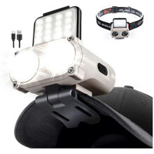 LED Hard Hat Light, Rechargeable Dimmable Hat Light Clip, Hat Flashlight for Running Camping Biking Emergencies