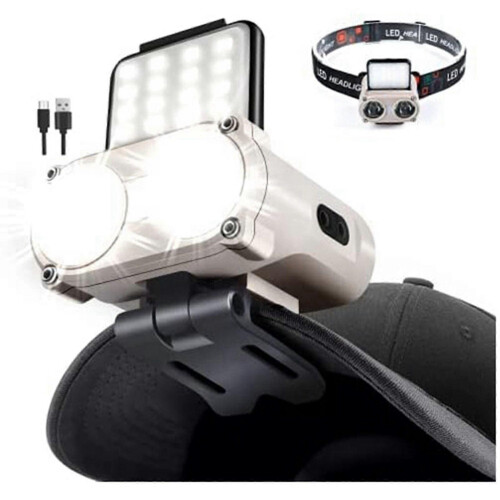 LED Hard Hat Light, Rechargeable Dimmable Hat Light Clip, Hat Flashlight for Running Camping Biking Emergencies