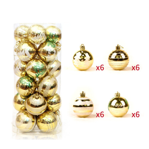 Gold Christmas Ball Ornaments 2.4 Inch 24 Pack 1