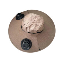 Men Women Wide Brim Sun Hats with 2 Solar Fan Waterproof Breathable Bucket Hat Outdoor Fishing Hat for Hiking Camping, Solar & USB Charging