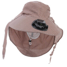 (Khaki) Multipurpose Solar Energy Cooling Fan Hat With Adjustment Wind Speed And Protective Neck Cover For Adult Camping Hiking Purple