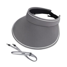 (Hat circumference 57cm to 65cm, Gray) Women Sun Hat with Wind Lanyard Casual Beach Cap for Camping Holiday Outdoor Black