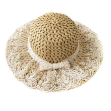 (for Adults, Beige) Straw Hats Sun Visor Bow Lace Cap Beach Hats for Vacation Camping Trips for Adults