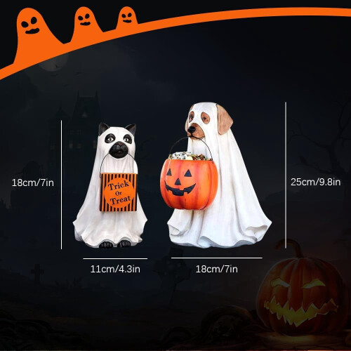 Spookhond snoepkomhouder van hars, Halloween decoratie 1