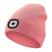 (Light pink) Outdoor Sport Knitted Light Led Hat Flashlight Headlight Headlamp Windproof Hats For Climbing Cycg Camping Head Lamp Item