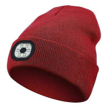 (Dark red) Outdoor Sport Knitted Light Led Hat Flashlight Headlight Headlamp Windproof Hats For Climbing Cycg Camping Head Lamp Item