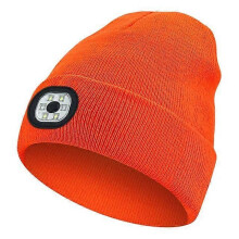 (Orange) Outdoor Sport Knitted Light Led Hat Flashlight Headlight Headlamp Windproof Hats For Climbing Cycg Camping Head Lamp Item