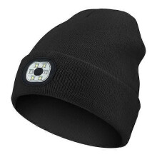 (Black) Outdoor Sport Knitted Light Led Hat Flashlight Headlight Headlamp Windproof Hats For Climbing Cycg Camping Head Lamp Item