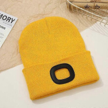(Khaki) Outdoor Sport Knitted Light Led Hat Flashlight Headlight Headlamp Windproof Hats For Climbing Cycg Camping Head Lamp Item