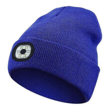 (Royal blue) Outdoor Sport Knitted Light Led Hat Flashlight Headlight Headlamp Windproof Hats For Climbing Cycg Camping Head Lamp Item