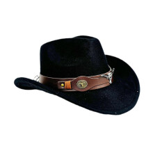 (L, Black) Cowboy Hat Versatile Photo Props Comfortable Sunhat for Camping Party Travel Gray