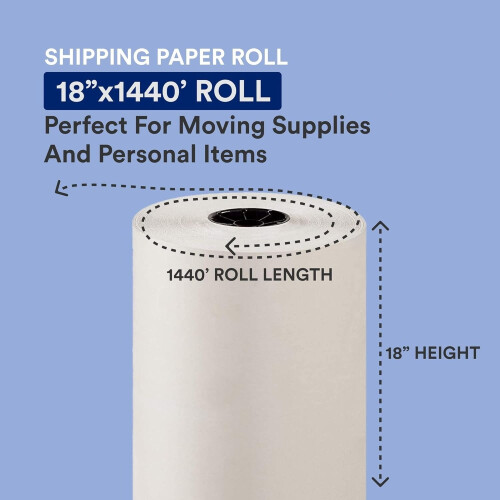 Rolo de papel jornal branco para embalagem, 439 m x 45,7 cm (1440 pés x 18 polegadas). 2