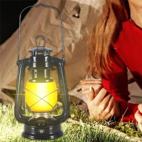 Portable Camping Lamp USB Rechargeable Hanging Tent Lantern Without Remote Control Dynamic Flame Light Battery Powered B 1