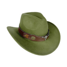 (L, Green) Cowboy Hat Versatile Photo Props Comfortable Sunhat for Camping Party Travel Gray