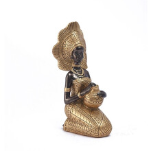 Harz-Statue, Dekor-Figuren, Retro-Afrikanische Frauen, die TöPfertöPfe Halten, für Zuhause, Schlafzimmer, Schreibtisch, SammlungsgegenstäNde, Gold