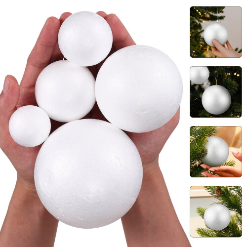 Witte schuimrubberen balletjes (40 stuks) – 9,9 cm rond, polystyreen 2
