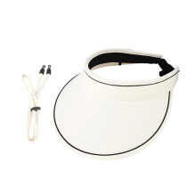 (Hat circumference 57cm to 65cm, Beige) Women Sun Hat with Wind Lanyard Casual Beach Cap for Camping Holiday Outdoor Black