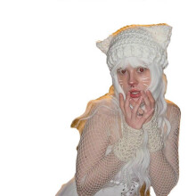 Crocheted Hat Kitten Ear Headdress Photo Props DIY Handmade Headwear Photo Props Accessories Camping Skiing Hat  White