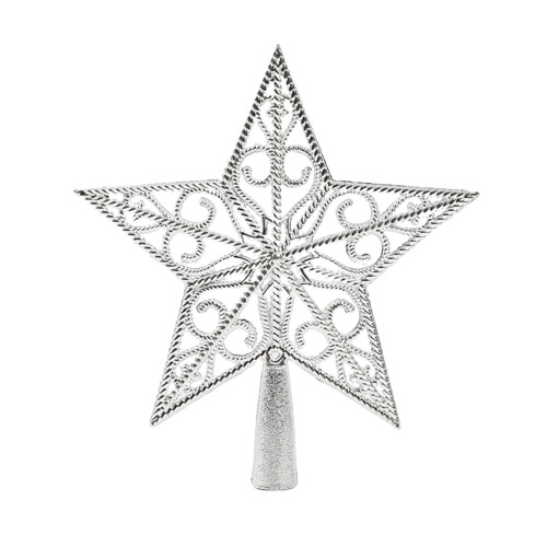 Hul sølvstjerne-trætop, plastik, 21 cm 1