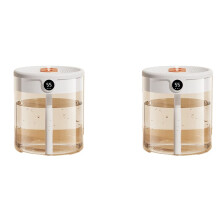 2X  Air Humidifier 2L Capacity Double Nozzle with LCD Humidity Display Essential Oil Diffuser Portable USB,White