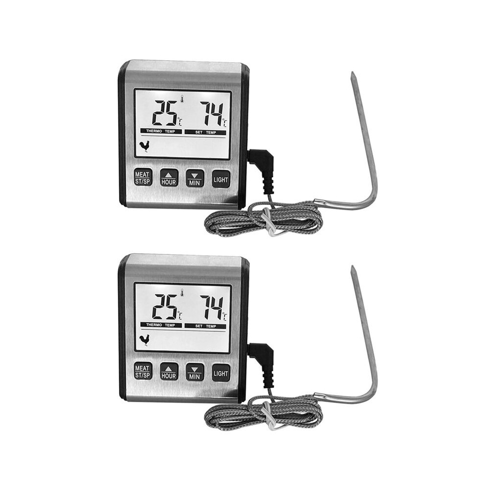 2Pcs TP710 Digital Cooking Meat Thermometer, Large LCD Backlight Food Thermometer with Stainless Steel Probe