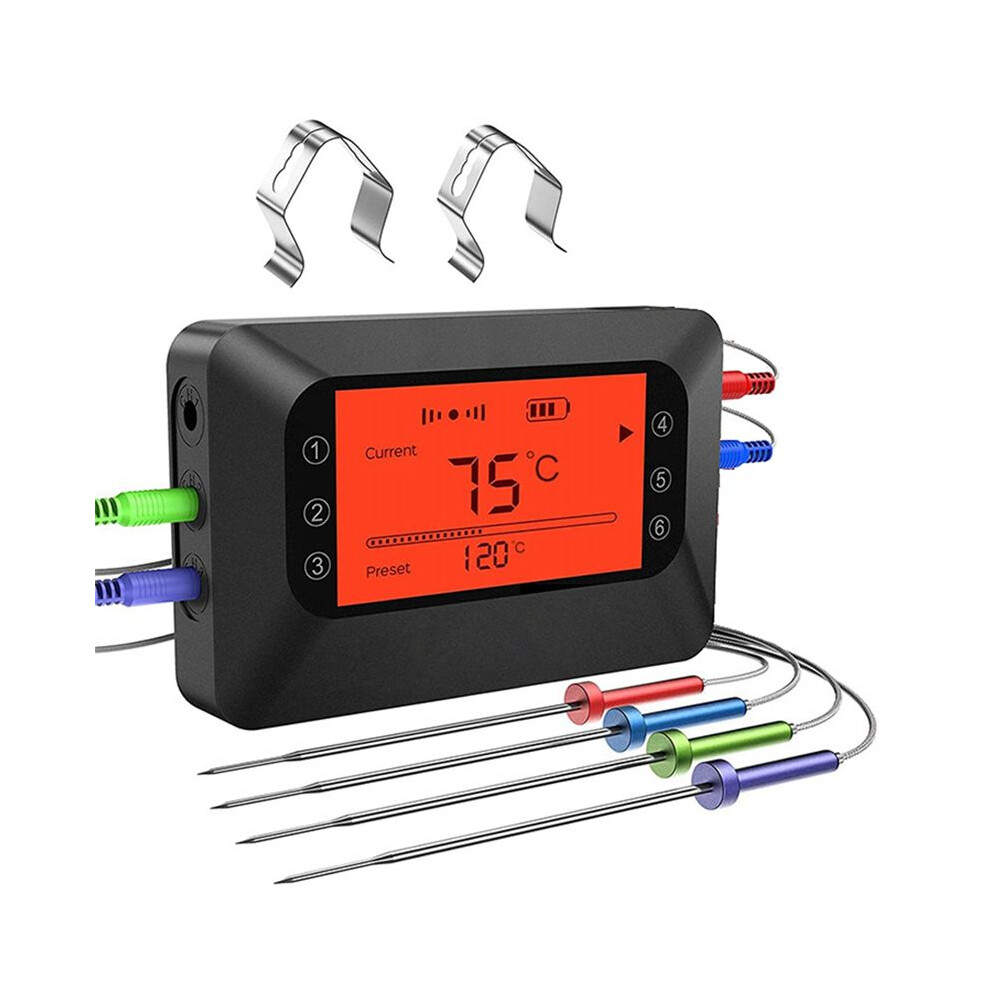 Meat Thermometer Wireless Digital BBQ Kitchen Thermometer 4 Probes for Smoker Cooking Grill Oven Steak