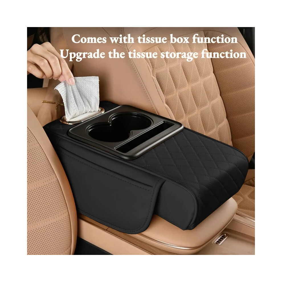 Auto Center Console Armrest Cushion With 2 Cup Holder Armrest Heightening Pad Auto Amrest Pillow Cover Pad For All Seasons 614141999026