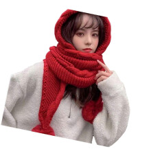 (Red) Warm Winter Hat With Scarf And PomPoms Windproof EarFlaps Hat For Adult Teens Outdoor Activity Hiking Camping Headwear  Black