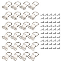 25 pcs D-Ring Picture Frame Hanging Hooks Double Hole Hangers With Screws Silver