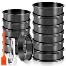12Pack Crumpet Rings-Nonstick English Muffin Rings,Double Rolled Tart Rings Set, Molds for Baking (4 Inch+3.35Inch)