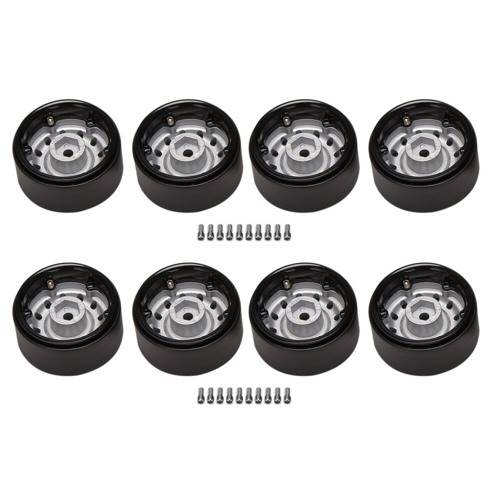 8Pcs Metal 1.9Inch Beadlock Wheel Rim Hub For 1/10 Rc Crawler Car Axial Scx10 90046 Trx4 D90 D110 12 Small Holes Silver 6032031505586