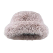 (Rubber powder) Winter Keep Warm Thick Bucket Hat Ladies Windproof Commute Camping Skiing Fisherman Hat Shopping Hat for Girlfriend  White