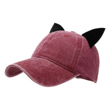 (Burgundy) Cats Ear Baseball Hat for Girls Women Kitten Ears Casual Hat for Sports Gym Mountain Camping Hat Outdoor Activity  Burgundy