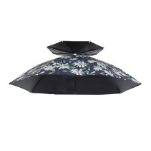 (Lily vinyl) Fishing Camping Gardening Umbrella Folding Hat Umbrella Hat Folding Head Umbrella Rain Sun Umbrella Caps with Headband