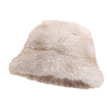 (White) Trendy Warm Headwear for Hiking Camping Furry Caps Bucket Hat for Outdoor Sports and Casual  White