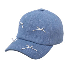 (Light Blue) Women Studded Bow Baseball Hat 3D Bow Versatile Hat for Summer Spring Breathable Hat for Adults Casual Sport  Deep Blue