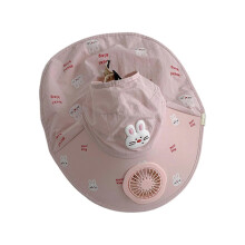 (Pink) Child Breathable Sun Hat with Fan UPF50+ Quick Drying Hat Lovely Pattern Child Hat Portable for Cool Outdoor Activity  Green