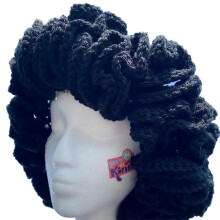 (Black) Winter Crochet Ruffled Brim Bucket Hat Ladies Camping Fisherman Hat Exaggerated Style Hat for Girlfriend Christmas Gift  striped black chrysa